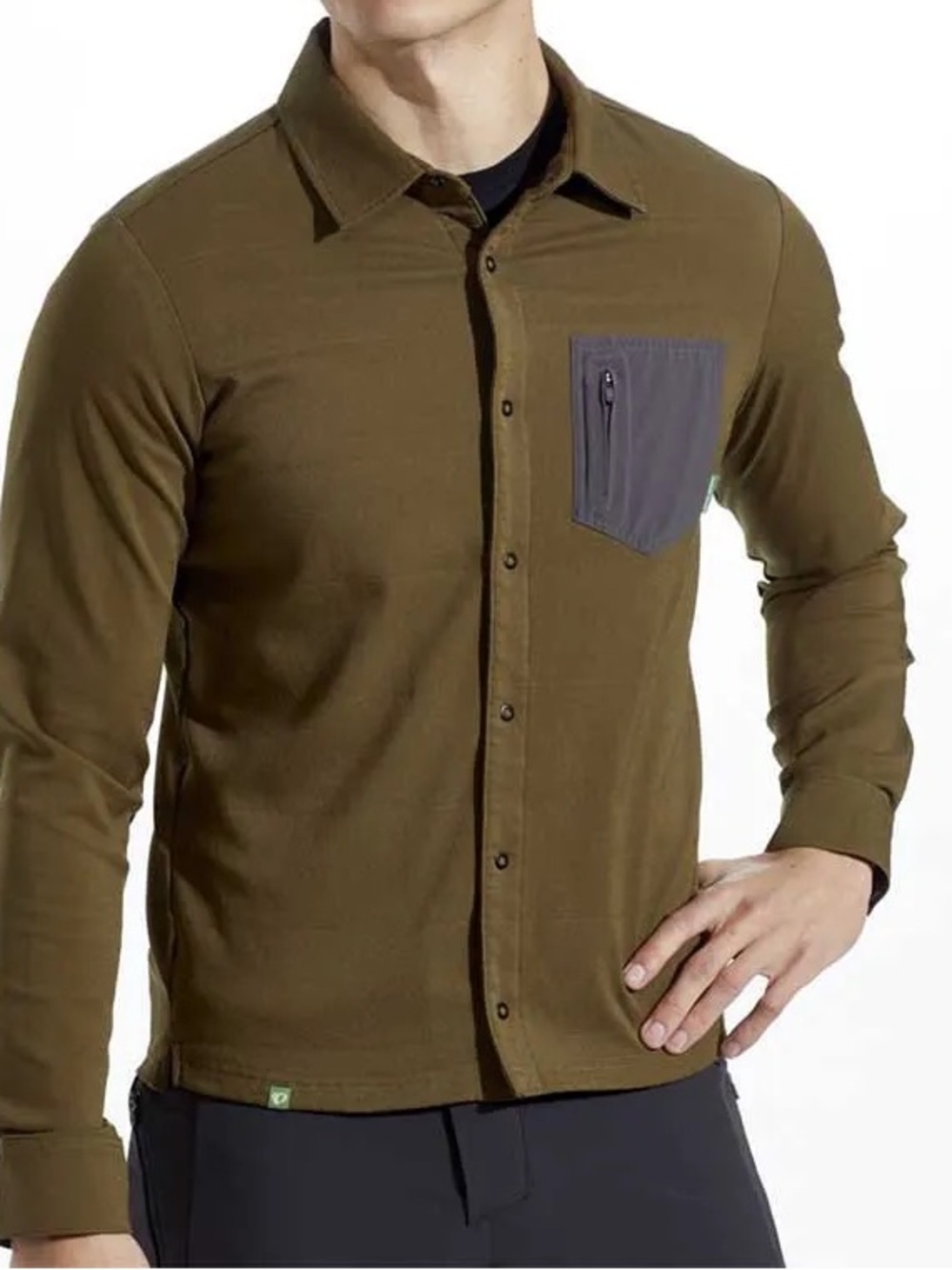 NWT Pearl Izumi Canyon Alpha LS Top Men’s Small Olive Snap Front Shirt Jacket